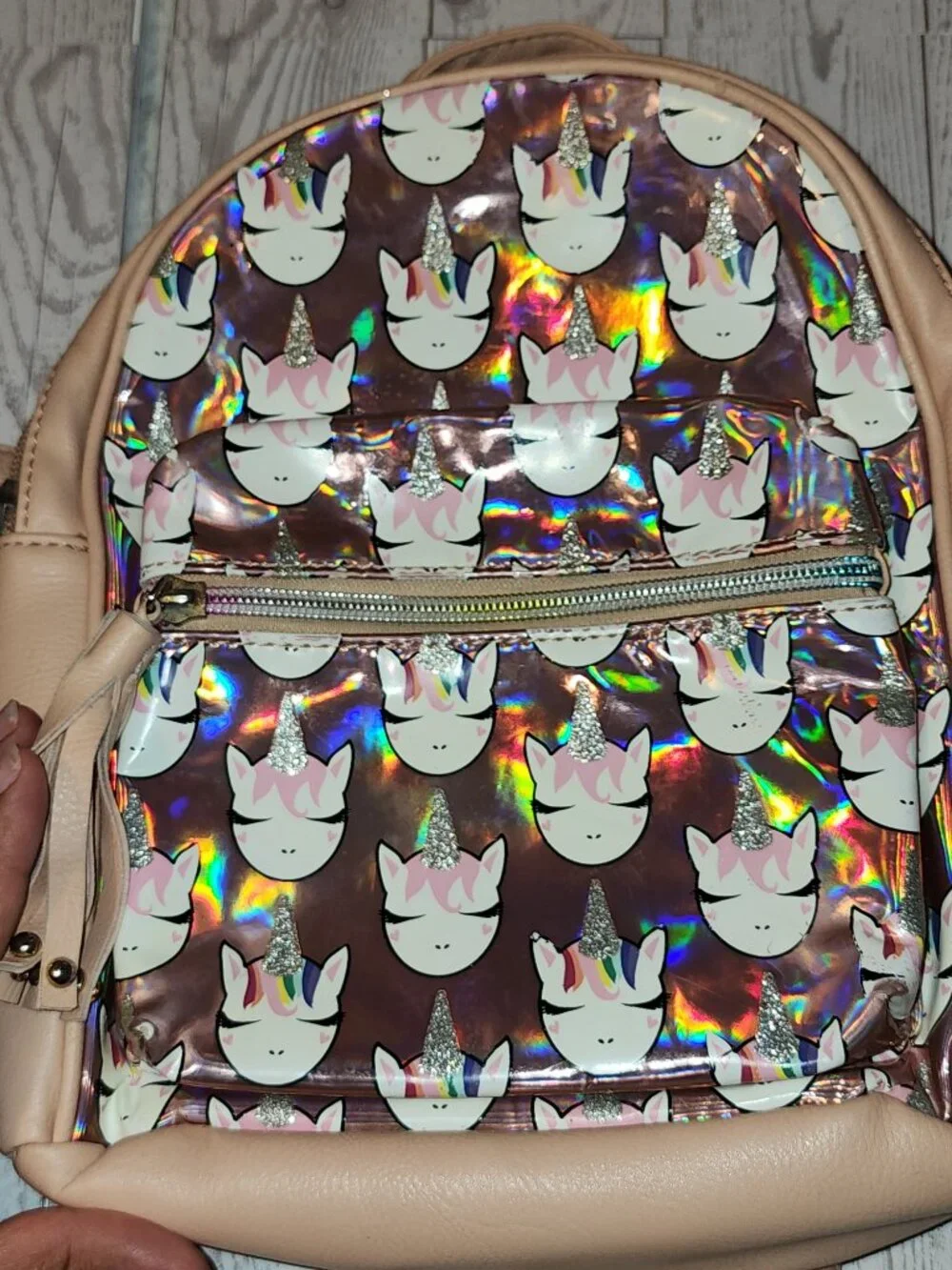 Unicorn Holographic Mini Backpack Pink Faux Leather Tassel Cute Kawaii Bag